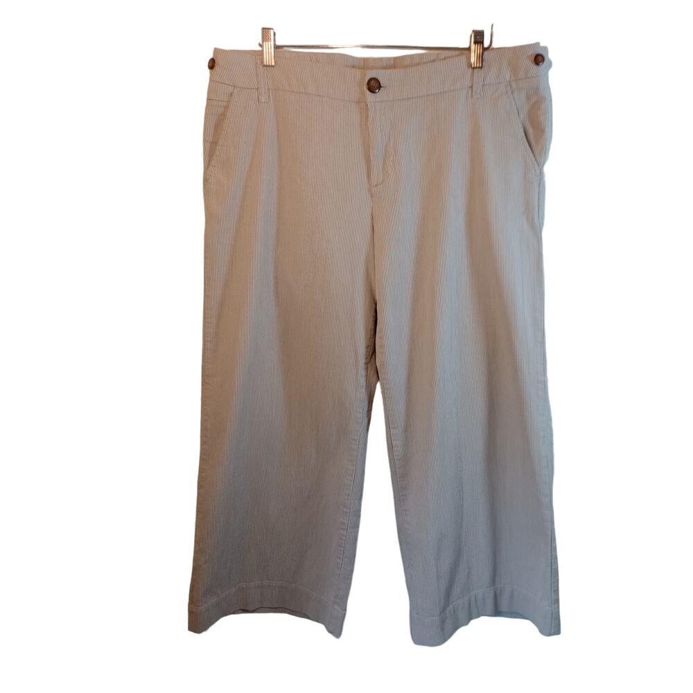 Gap Women's Pin Striped Cropped Wide Leg Trouser Pants Size 14 Business Workwear
